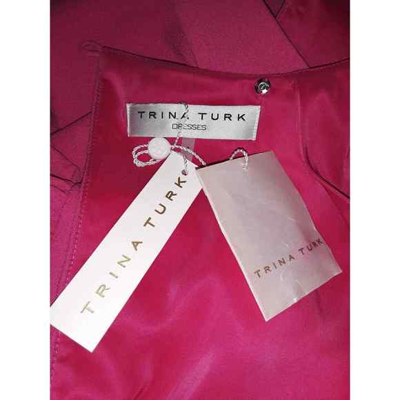 Trina Turk Sz 4 KAYLEEN Dress Magenta Fuchsia Pink Open Split Back - Picture 10 of 15